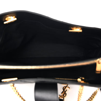 Saint Laurent Grain De Poudre Matelasse Chevron Monogram Shopping Bag Black 5 of 12