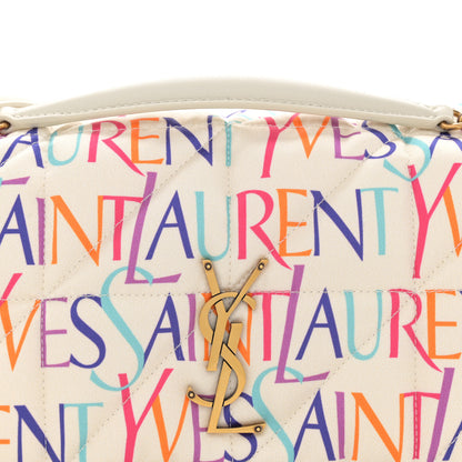 Saint Laurent Silk Carre Rive Gauche Print Patchwork Monogram Medium Jamie Multicolor White 8 of 10