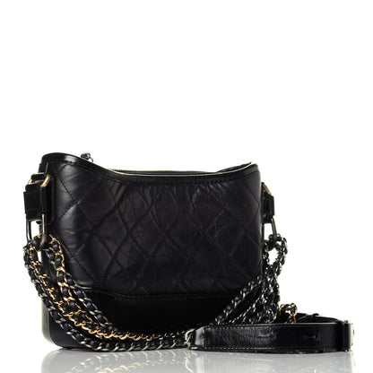 Chanel Aged Calfskin Quilted Small Gabrielle Hobo Black 3 of 10