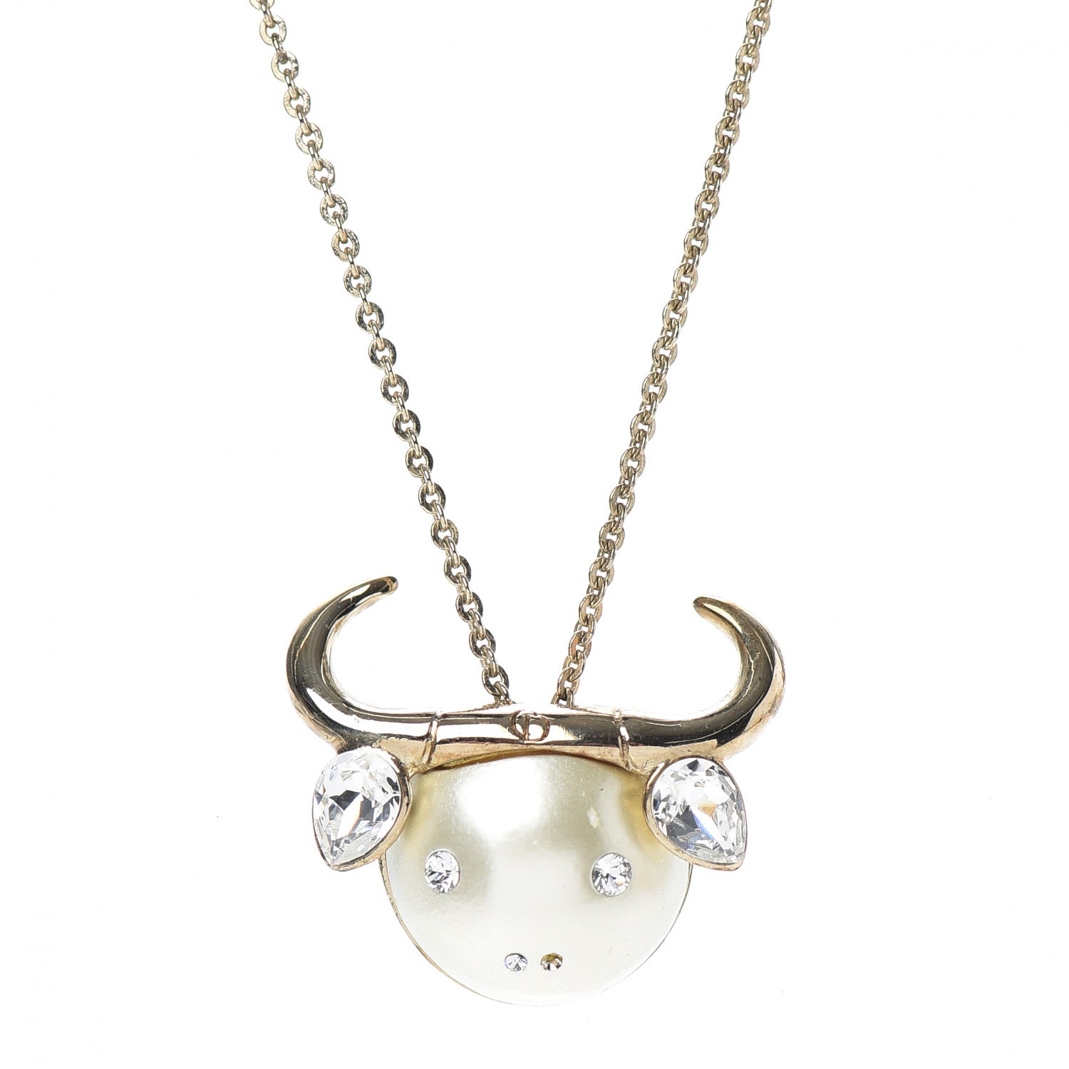 Christian Dior Crystal Tell Me Dior Zodiac Taurus Necklace Gold 4 of 6
