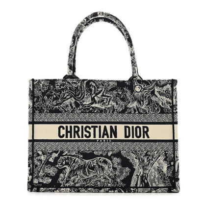 Christian Dior Canvas Embroidered Medium Toile De Jouy Reverse Book Tote Blue 1 of 11