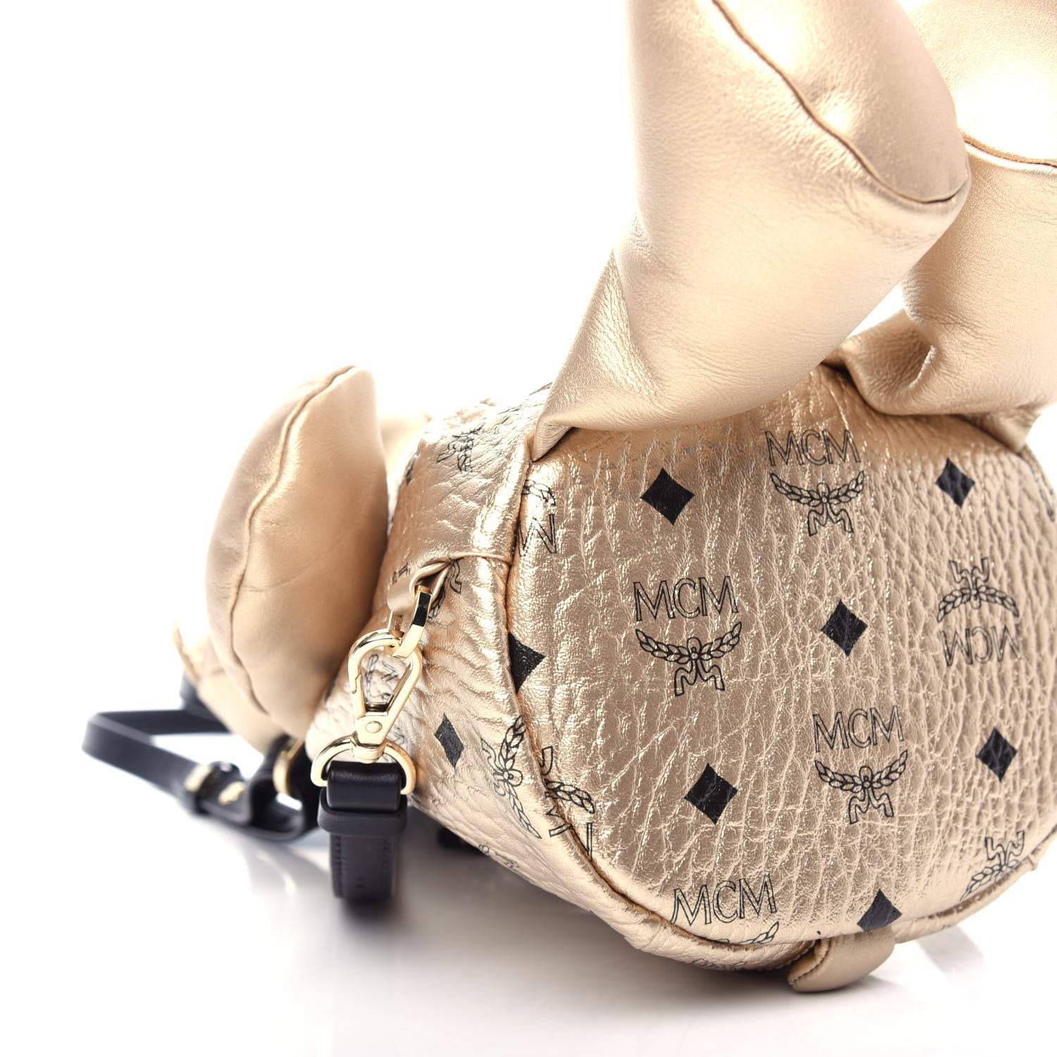 MCM Calfskin Visetos Bear Zoo Doll Backpack Gold 8 of 10