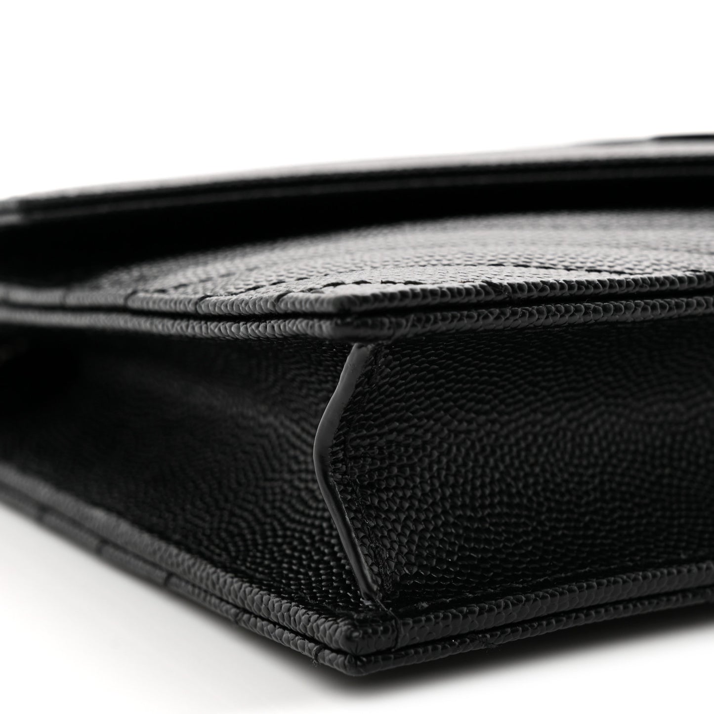 Grain De Poudre Matelasse Chevron Monogram Monochrome Envelope Chain Wallet Black