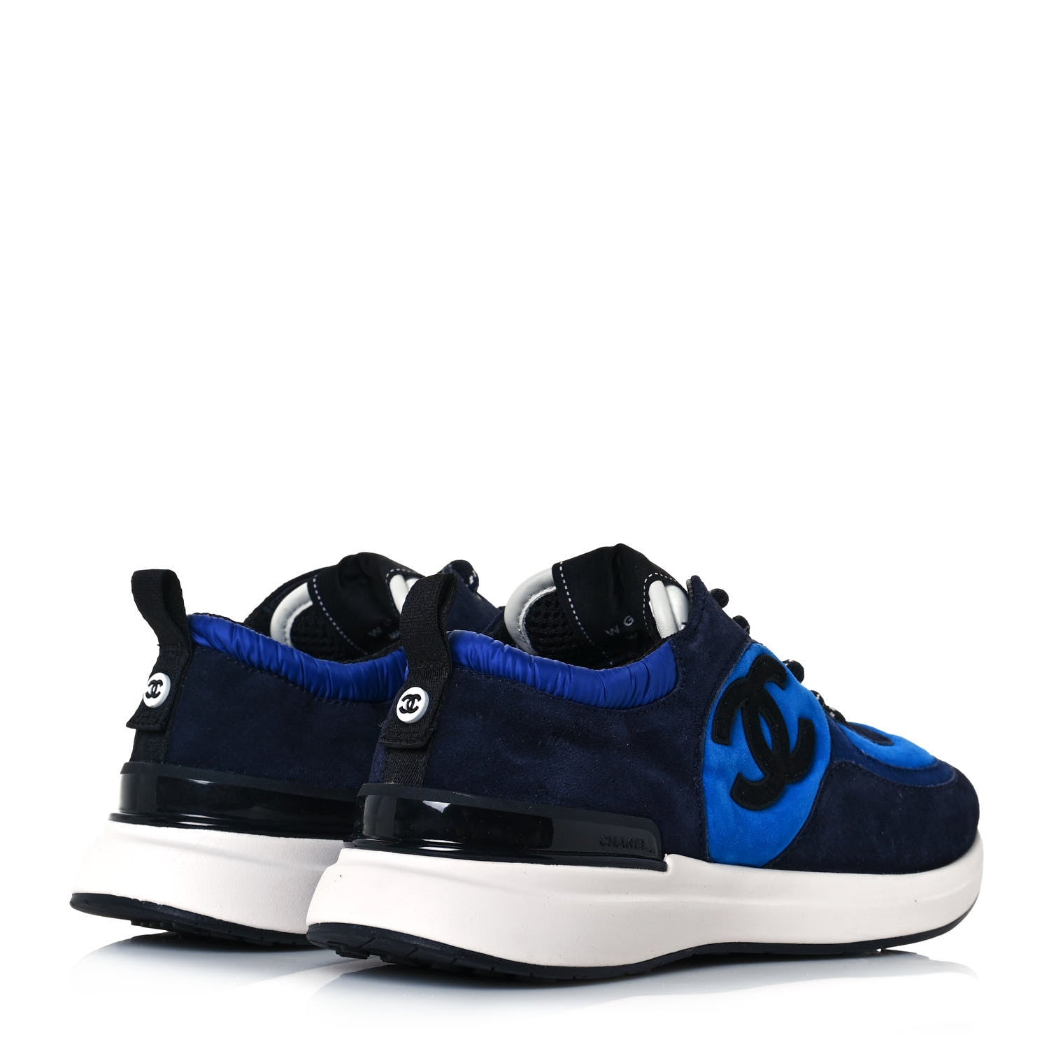 Chanel Suede Calfskin CC Sneakers 38 Blue Navy Dark Navy 4 of 9