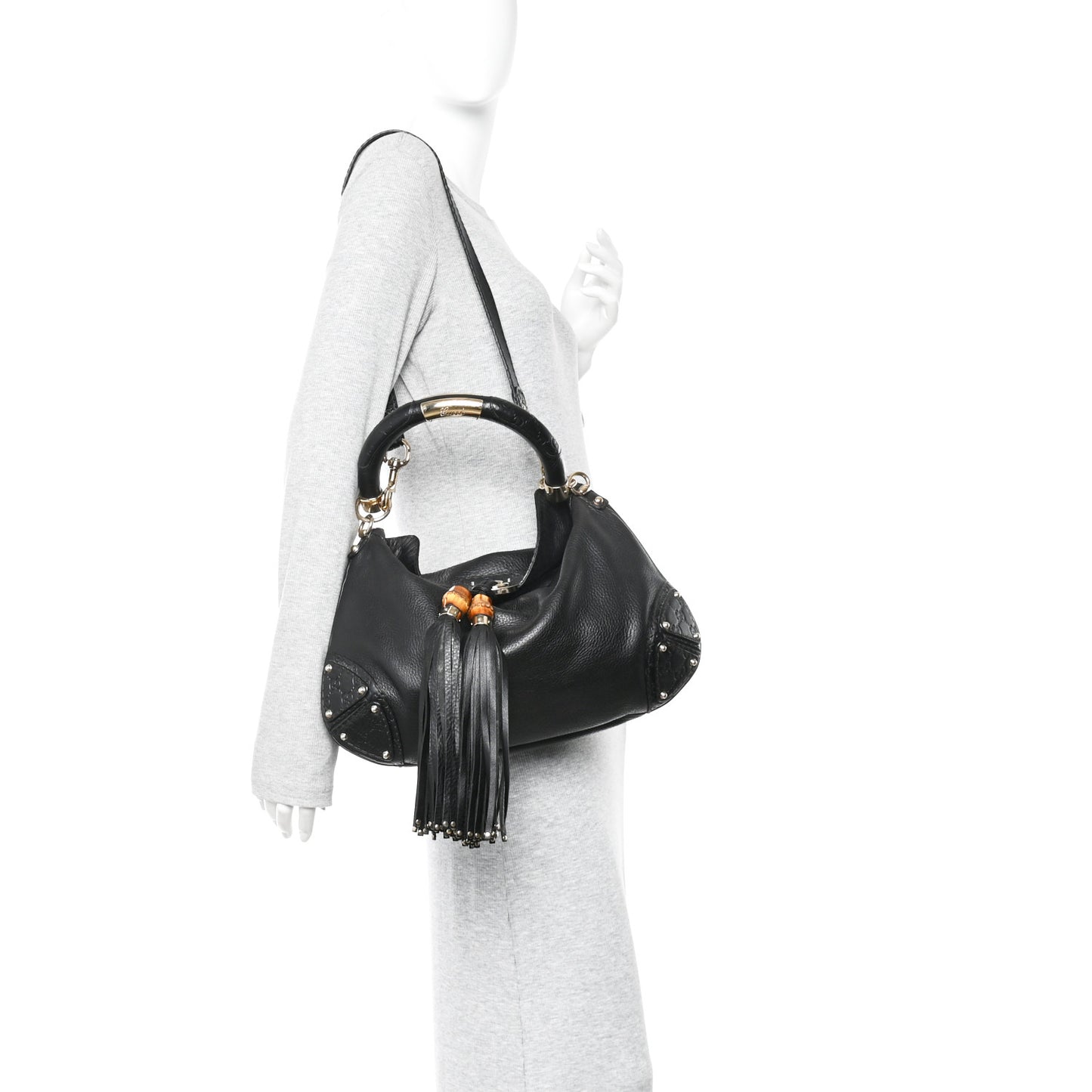 Calfskin Medium Indy Top Handle Hobo Black