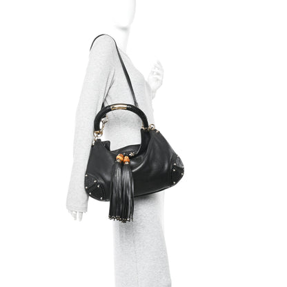 Gucci Calfskin Medium Indy Top Handle Hobo Black 2 of 10