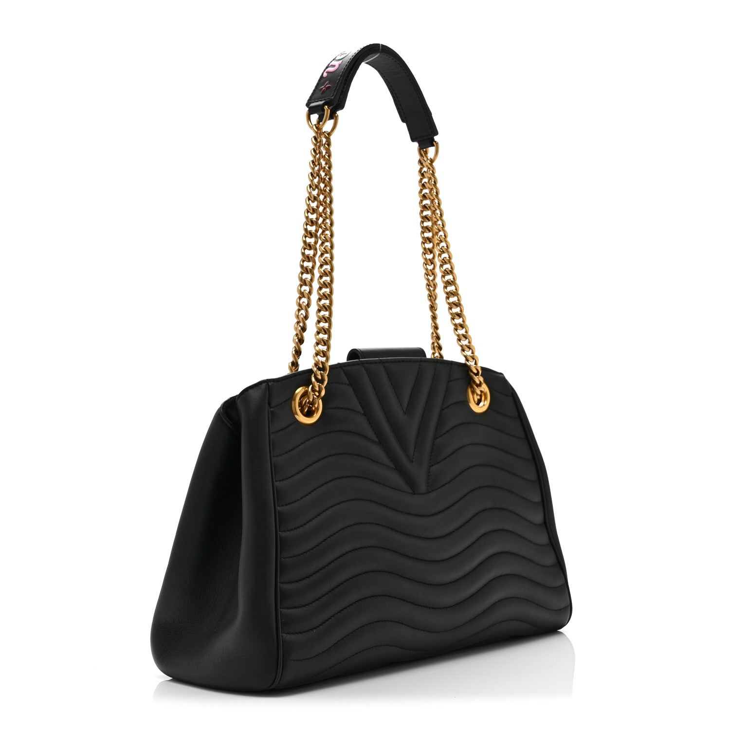Louis Vuitton Calfskin New Wave Chain Tote Black 3 of 9