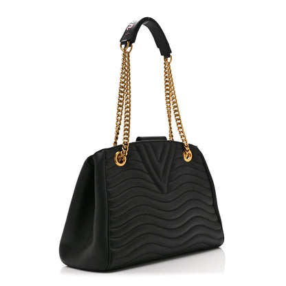 Louis Vuitton Calfskin New Wave Chain Tote Black 3 of 9