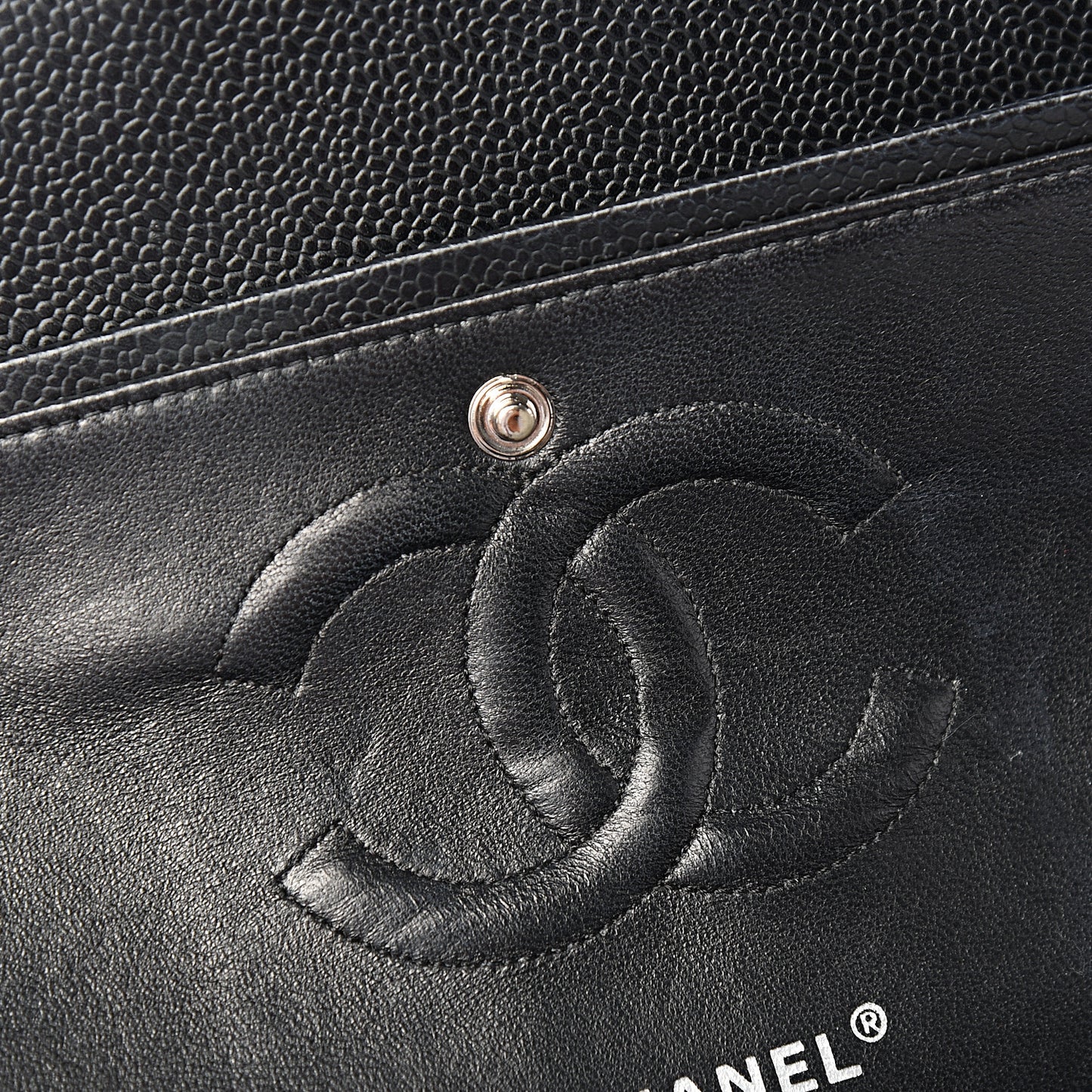 Caviar Quilted Medium Double Flap Black