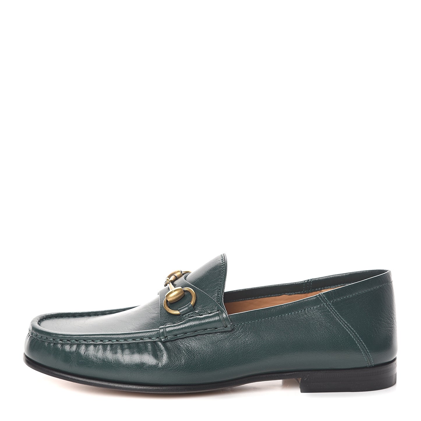 Goatskin Mens Horsebit Loafers 6.5 Verde Satin