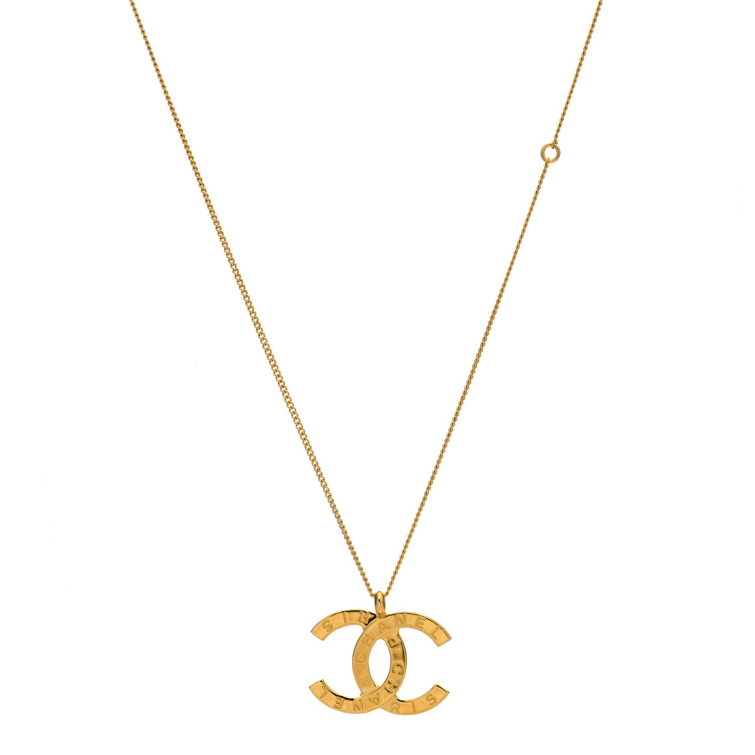 Chanel Metal CC Paris Button Necklace Gold 1 of 5