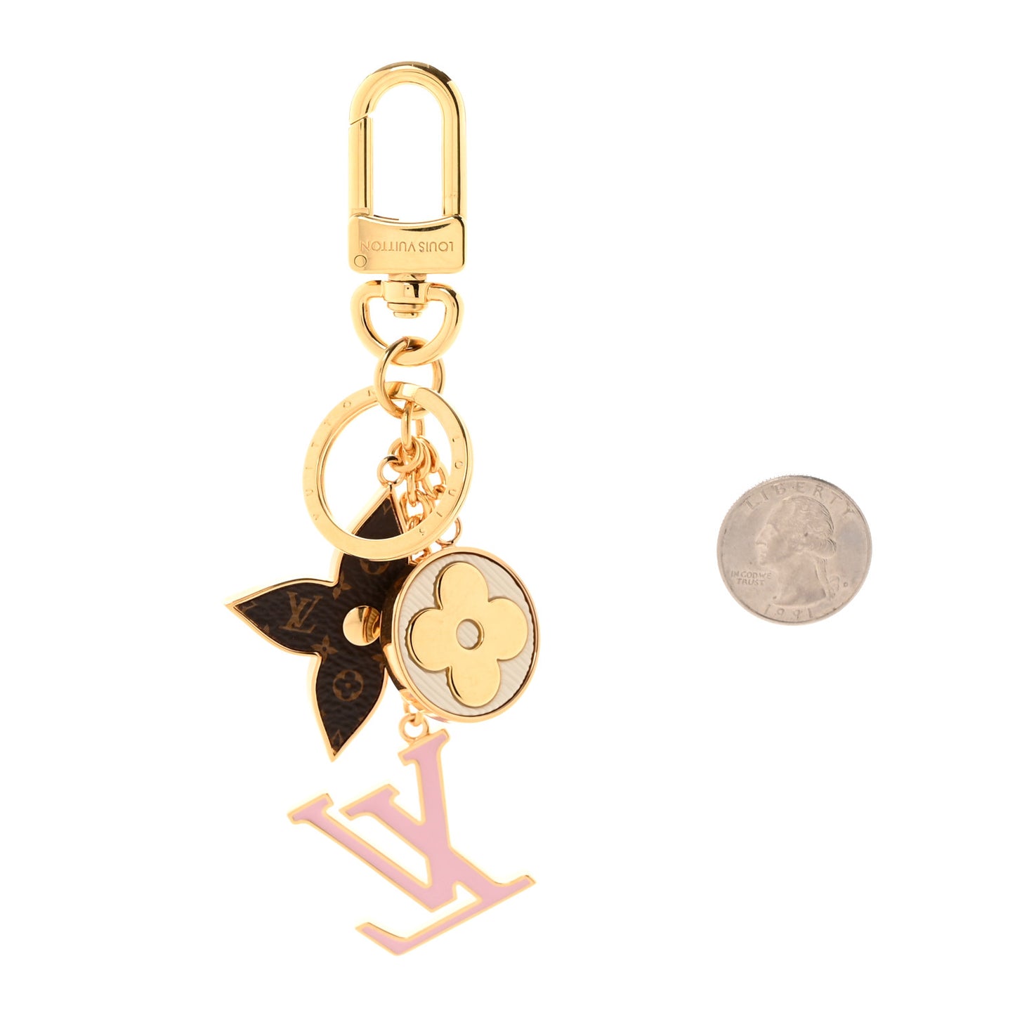 Metal Monogram Epi Spring Street Bag Charm Key Holder Gold