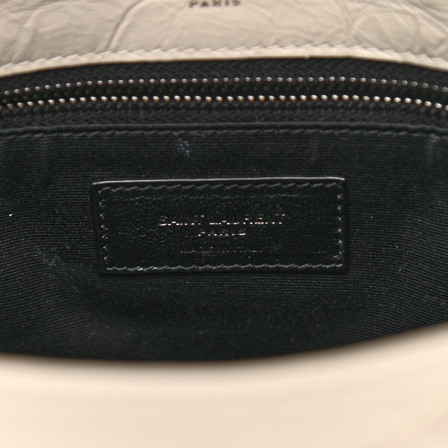 Saint Laurent Crinkled Calfskin Matelasse Monogram Medium Niki Chain Satchel Ivory 10 of 16