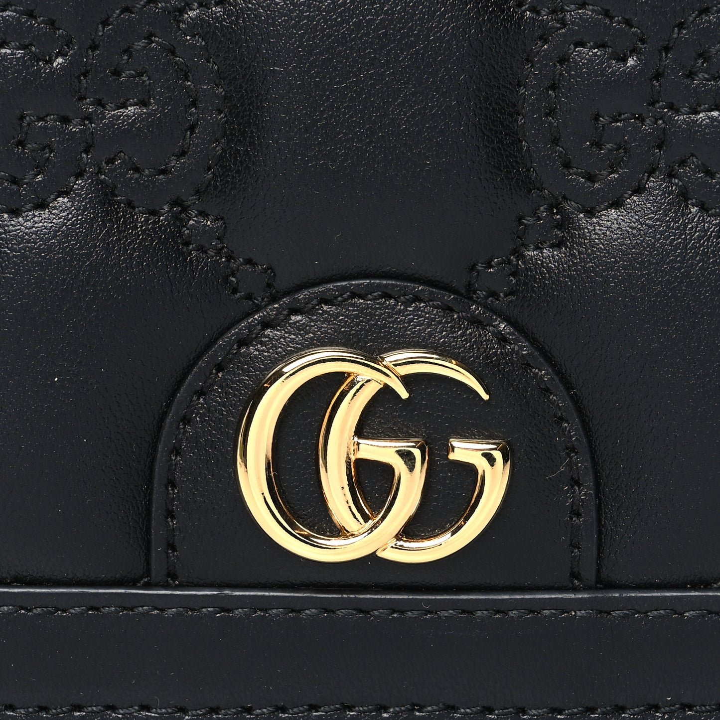 Calfskin GG Matelasse Card Case Wallet Black