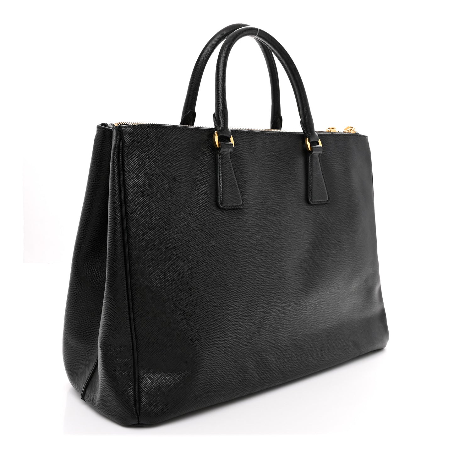 Saffiano Lux Large Galleria Double Zip Tote Black