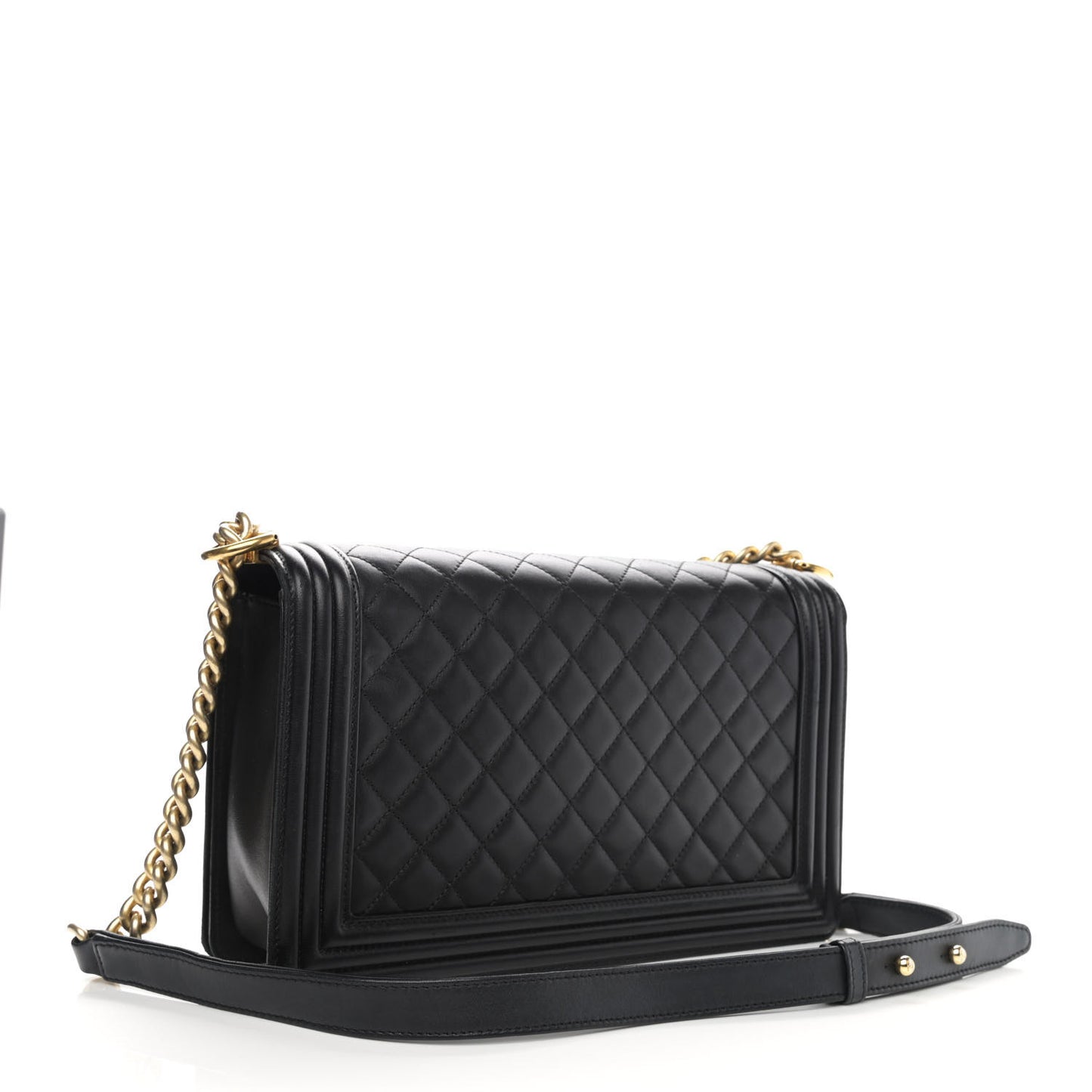Lambskin Quilted New Medium Boy Flap Black
