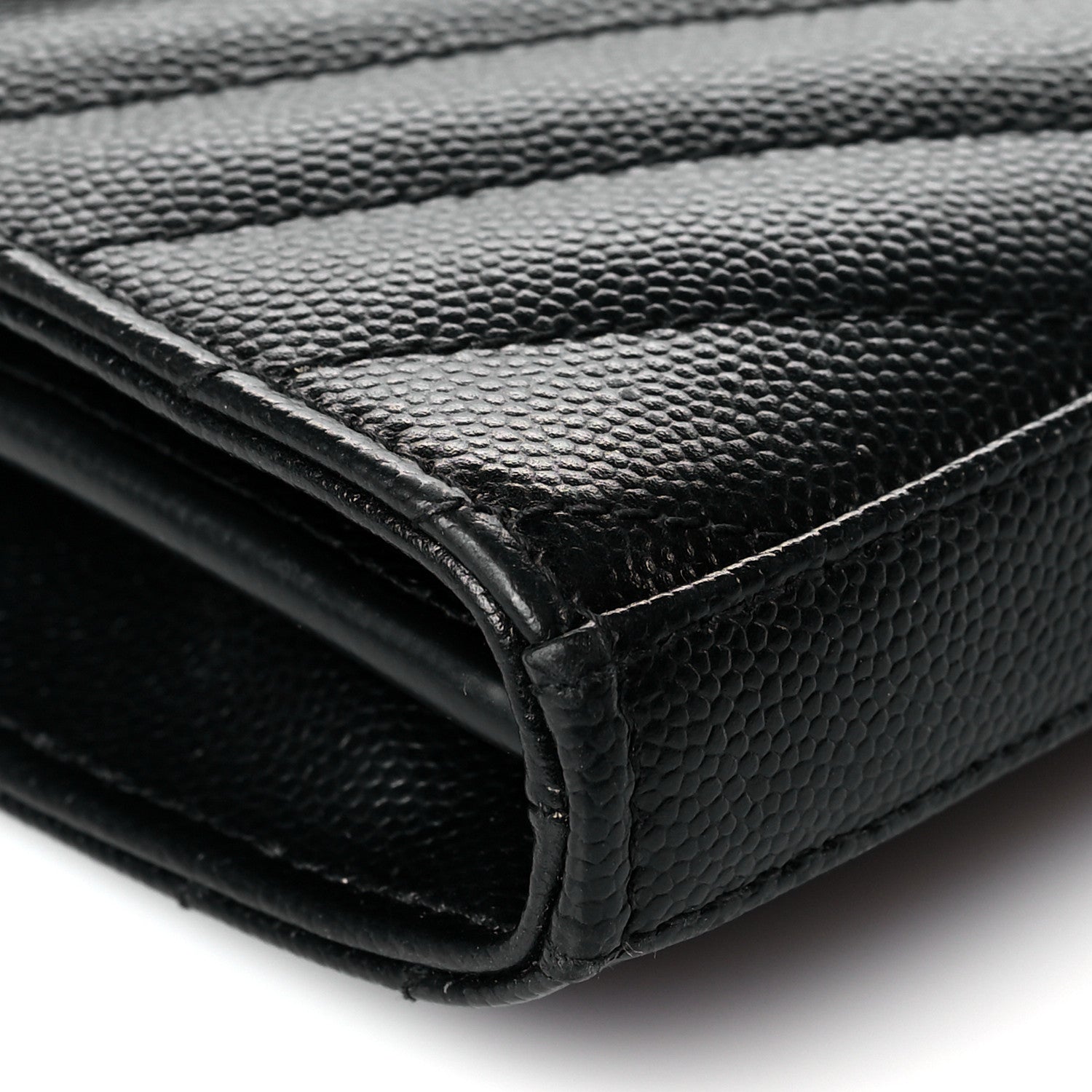 Saint Laurent Grain De Poudre Matelasse Chevron Monogram Chain Wallet Black 8 of 11