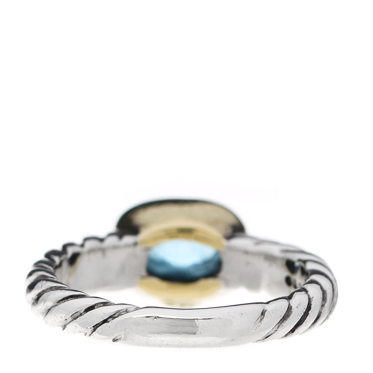 Sterling Silver 18K Yellow Gold Blue Topaz 8mm Noblesse Ring 52 6