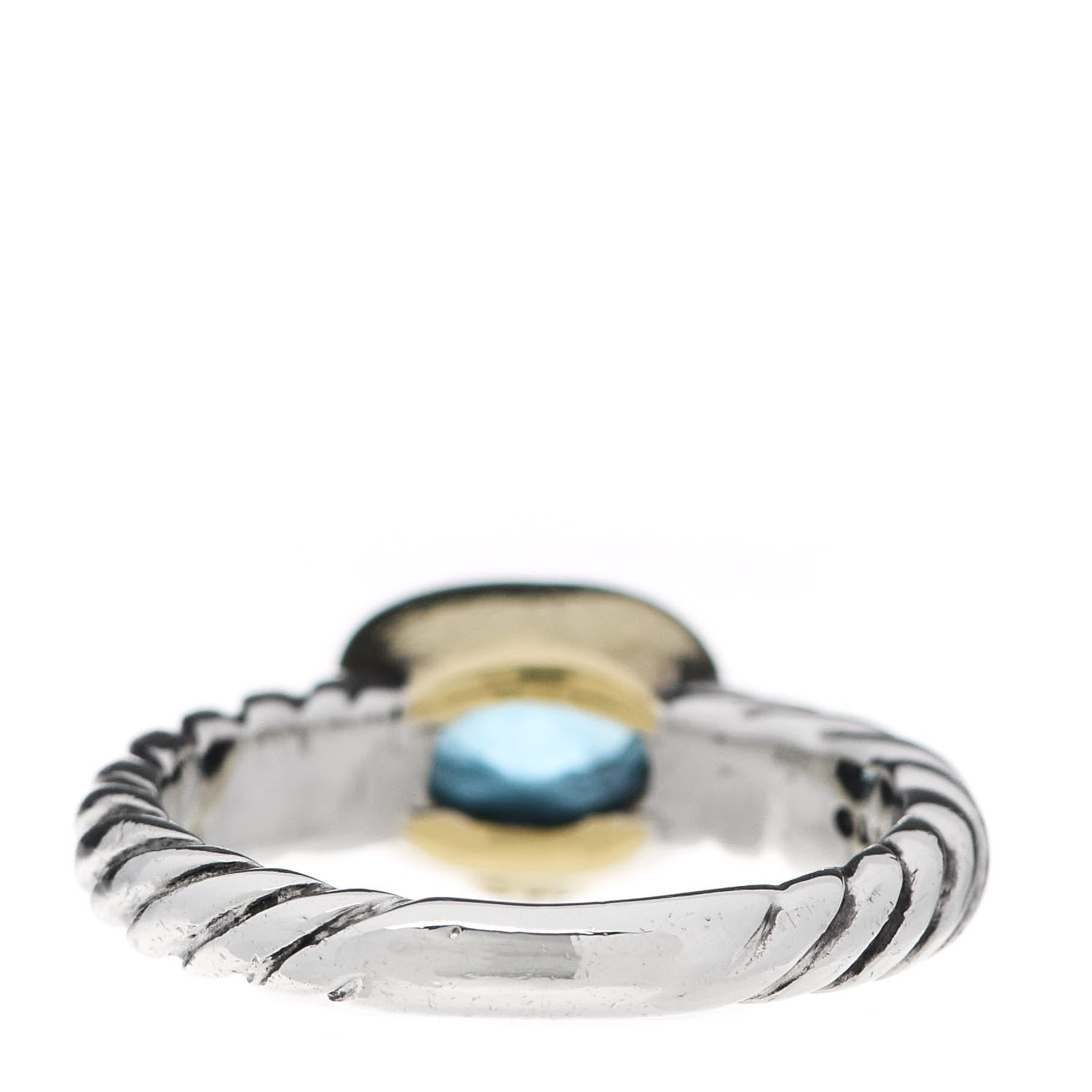 David Yurman Sterling Silver 18K Yellow Gold Blue Topaz 8mm Noblesse Ring 52 6 4 of 5