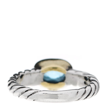 David Yurman Sterling Silver 18K Yellow Gold Blue Topaz 8mm Noblesse Ring 52 6 4 of 5