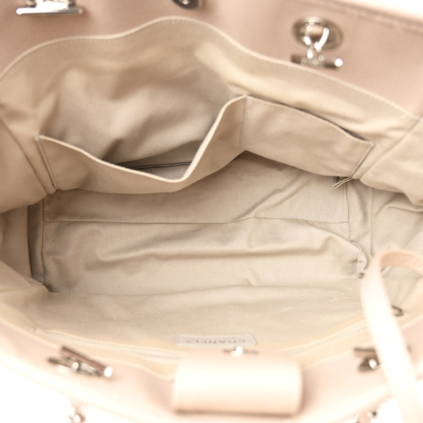 Glazed Calfskin Small Deauville Tote Light Pink