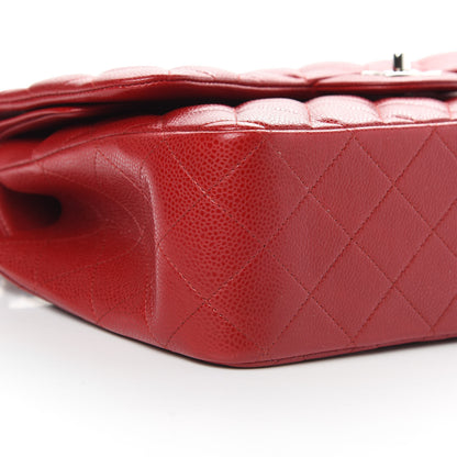 Chanel Caviar Quilted Jumbo Double Flap Red 9 of 13
