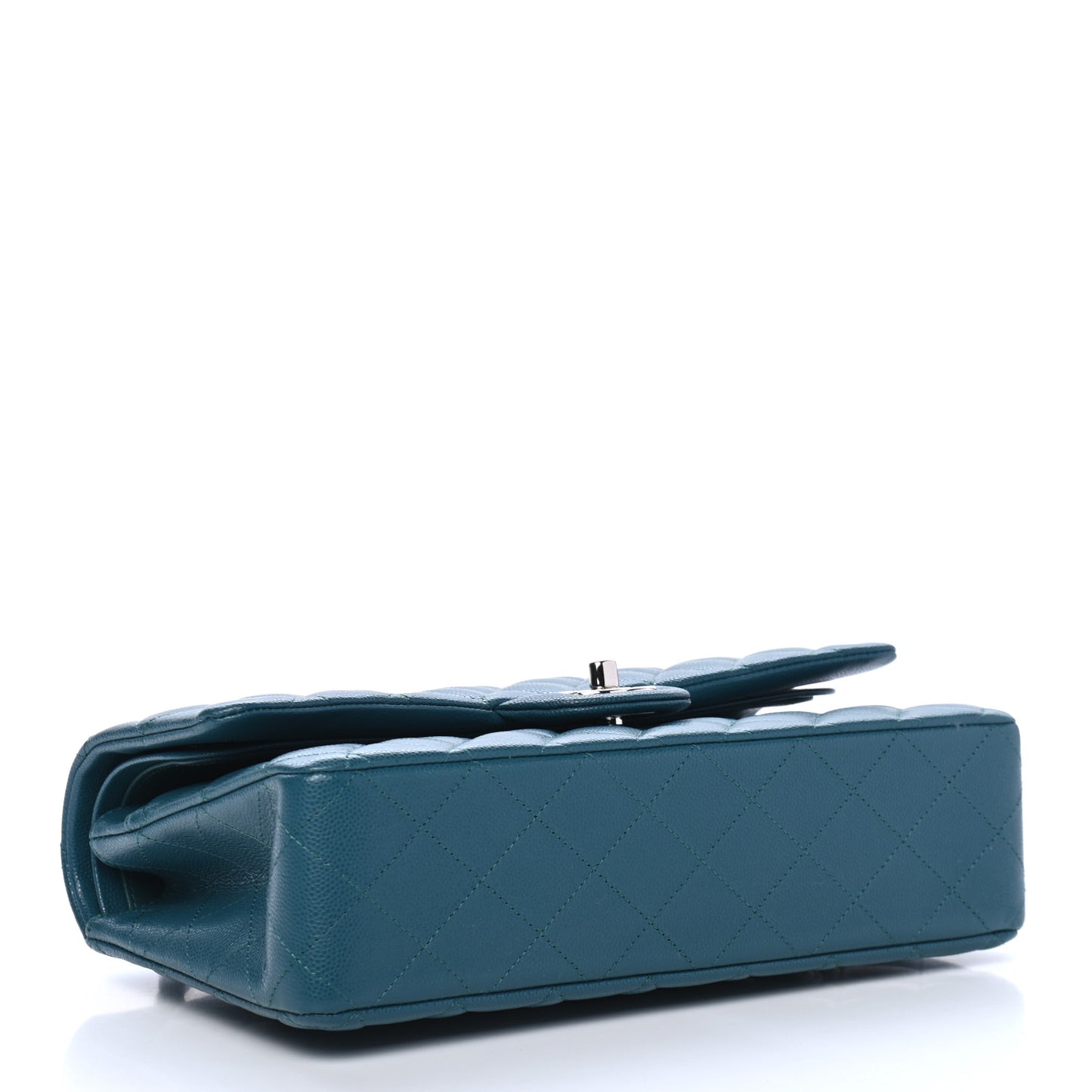 Caviar Quilted Medium Double Flap Dark Turquoise