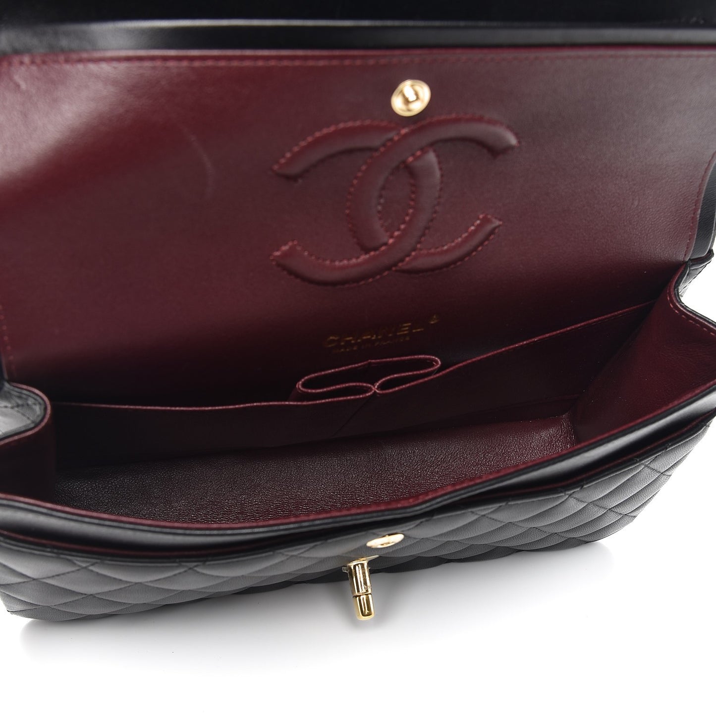 Lambskin Quilted Medium Double Flap Black