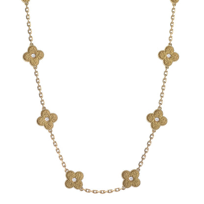 Van Cleef & Arpels 18K Yellow Gold Diamond 10 Motifs Vintage Alhambra Necklace 1 of 8