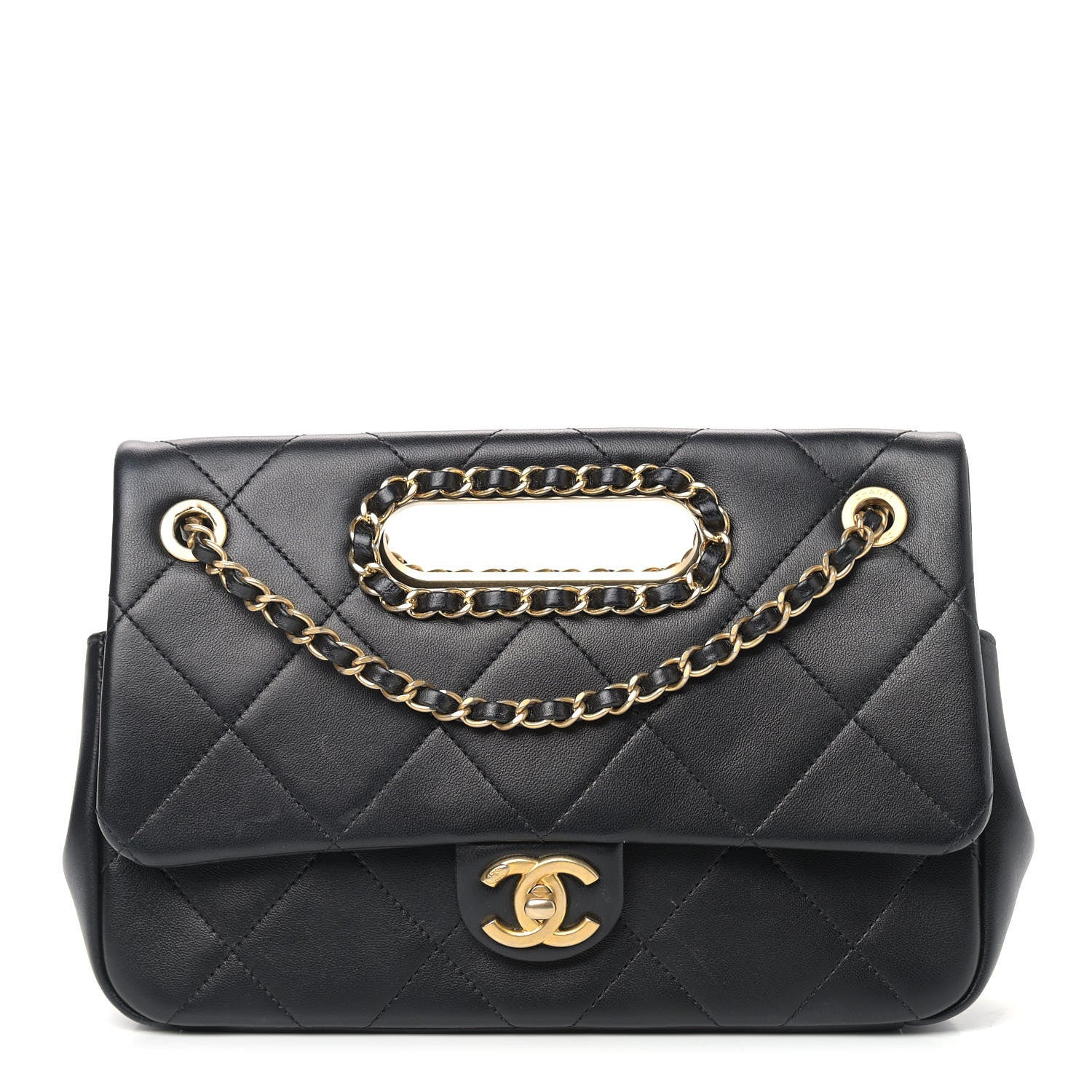 Chanel Lambskin Small Chain Handle Flap Bag Black 1 of 9