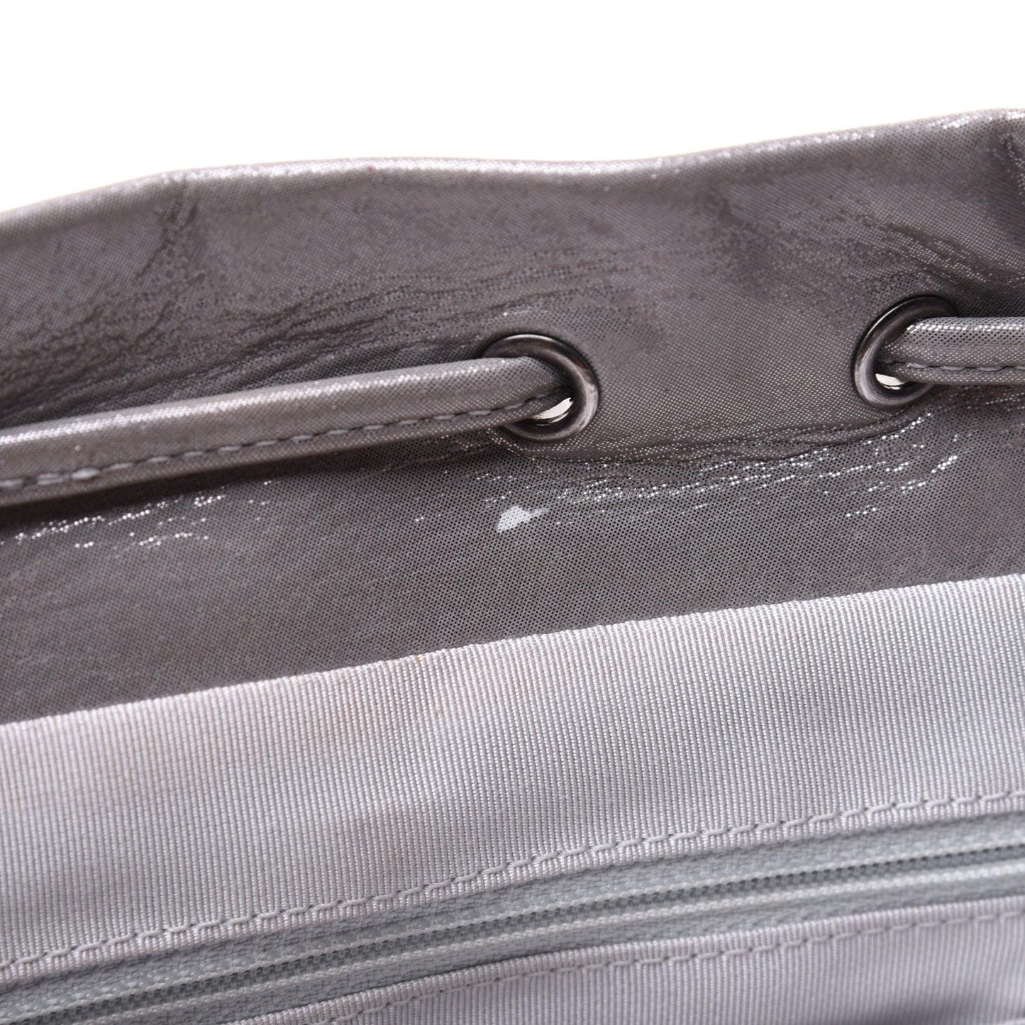 Metallic Calfskin Chevron Quilted Small Urban Spirit Backpack Silver