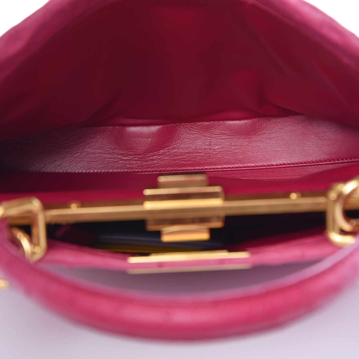 Ostrich Medium Peekaboo Iconic Satchel Fuchsia