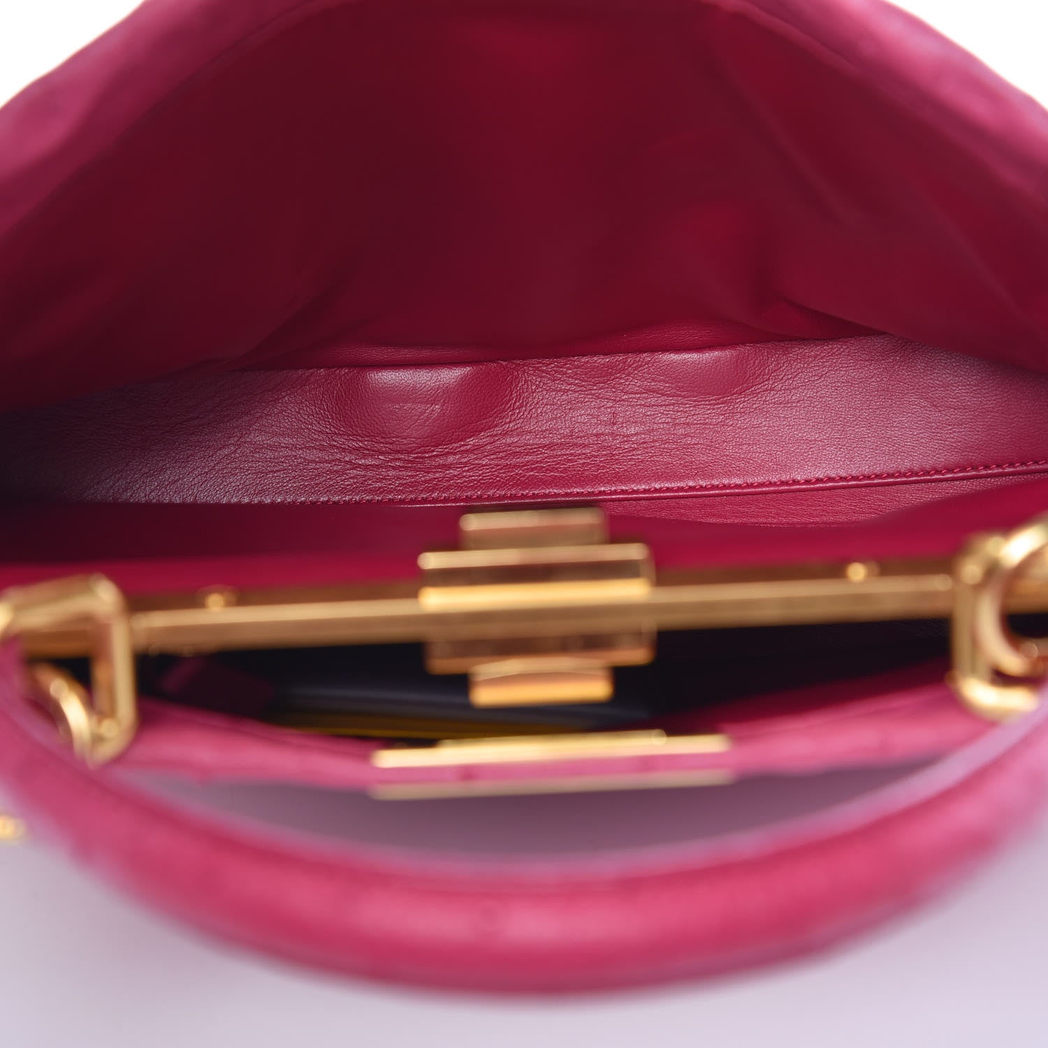 Fendi Ostrich Medium Peekaboo Iconic Satchel Fuchsia 5 of 11