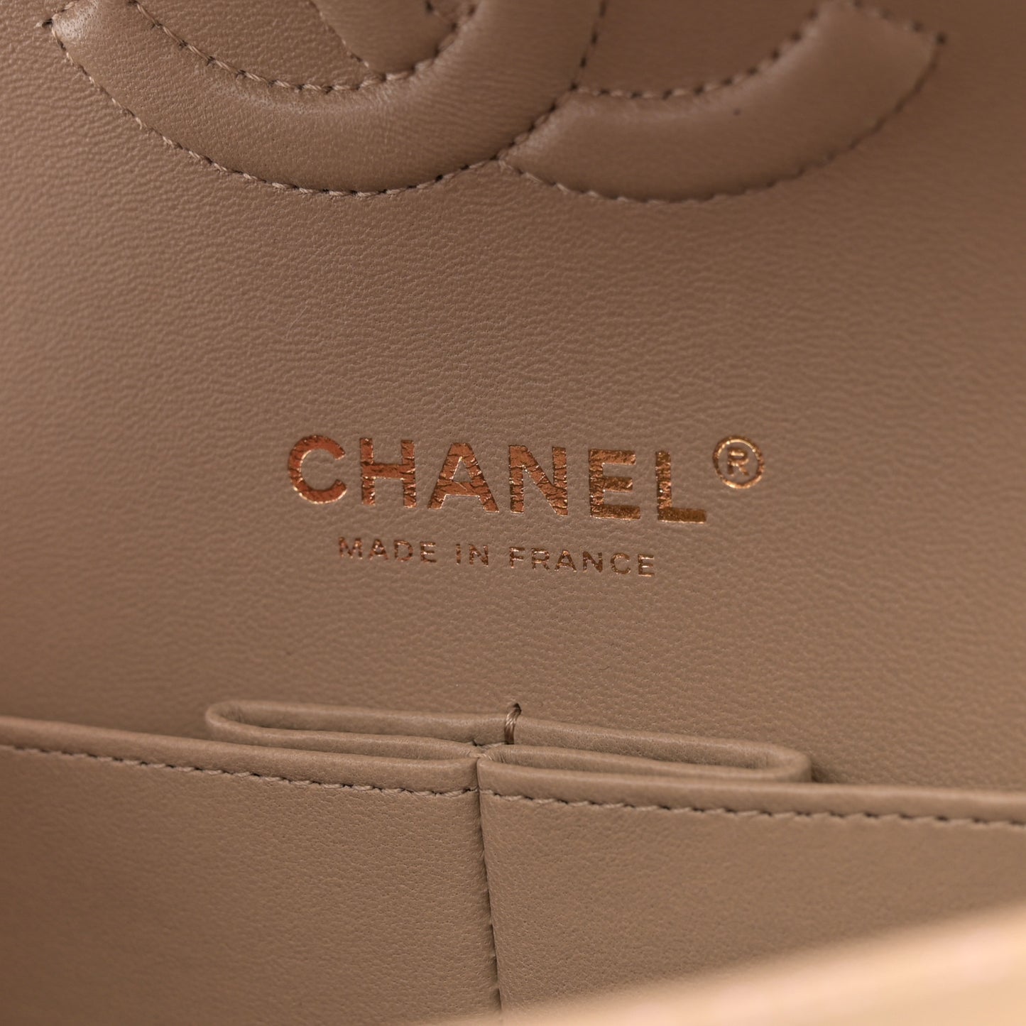 Iridescent Caviar Quilted Medium Double Flap Dark Beige