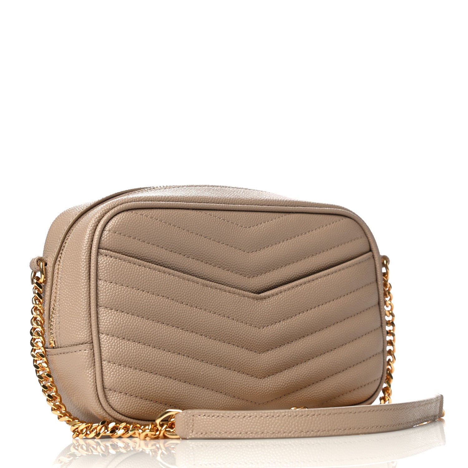 Saint Laurent Grain De Poudre Matelasse Monogram Mini Lou Camera Bag Dark Beige 3 of 11