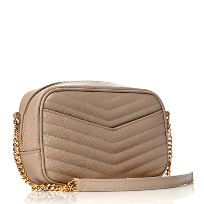 Saint Laurent Grain De Poudre Matelasse Monogram Mini Lou Camera Bag Dark Beige 3 of 11