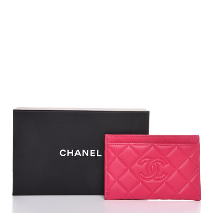 Chanel Lambskin Quilted Diamond CC Card Holder Fuchsia 9 of 9