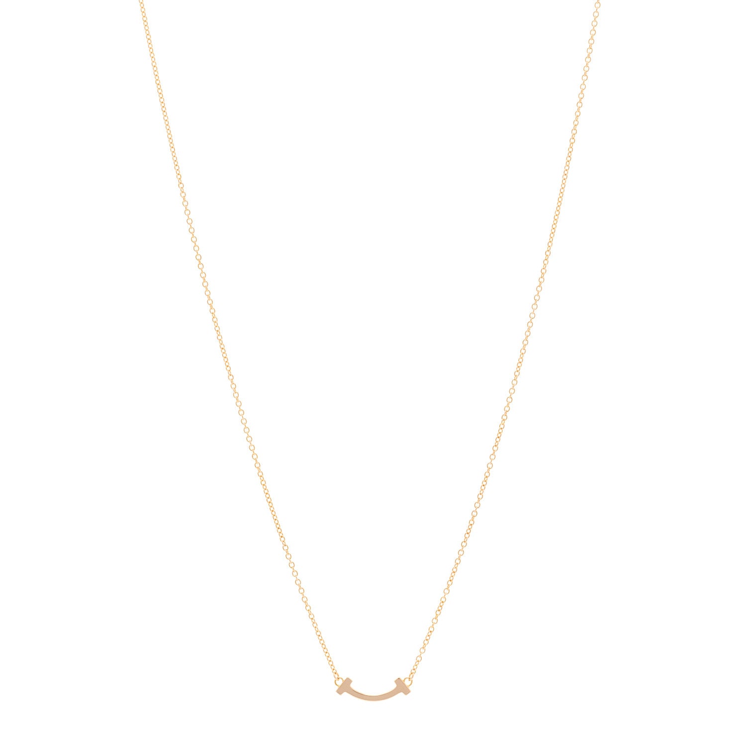 Tiffany 18K Rose Gold Mini T Smile Pendant Necklace 1 of 5
