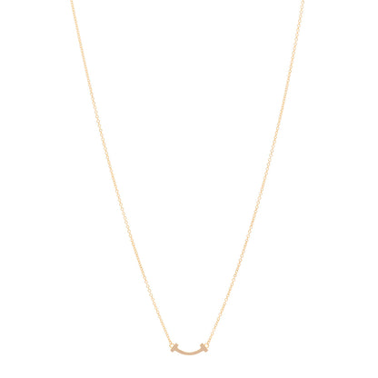 Tiffany 18K Rose Gold Mini T Smile Pendant Necklace 1 of 5