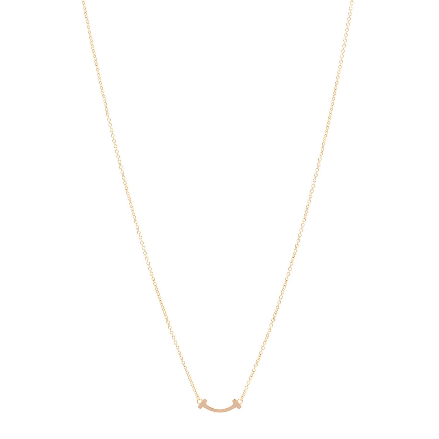 18K Rose Gold Mini T Smile Pendant Necklace