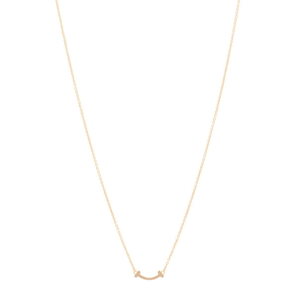 Tiffany 18K Rose Gold Mini T Smile Pendant Necklace 1815624