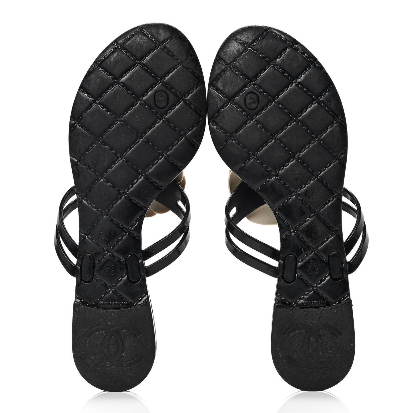 Jelly Camellia Thong Sandals 38 Black Ivory
