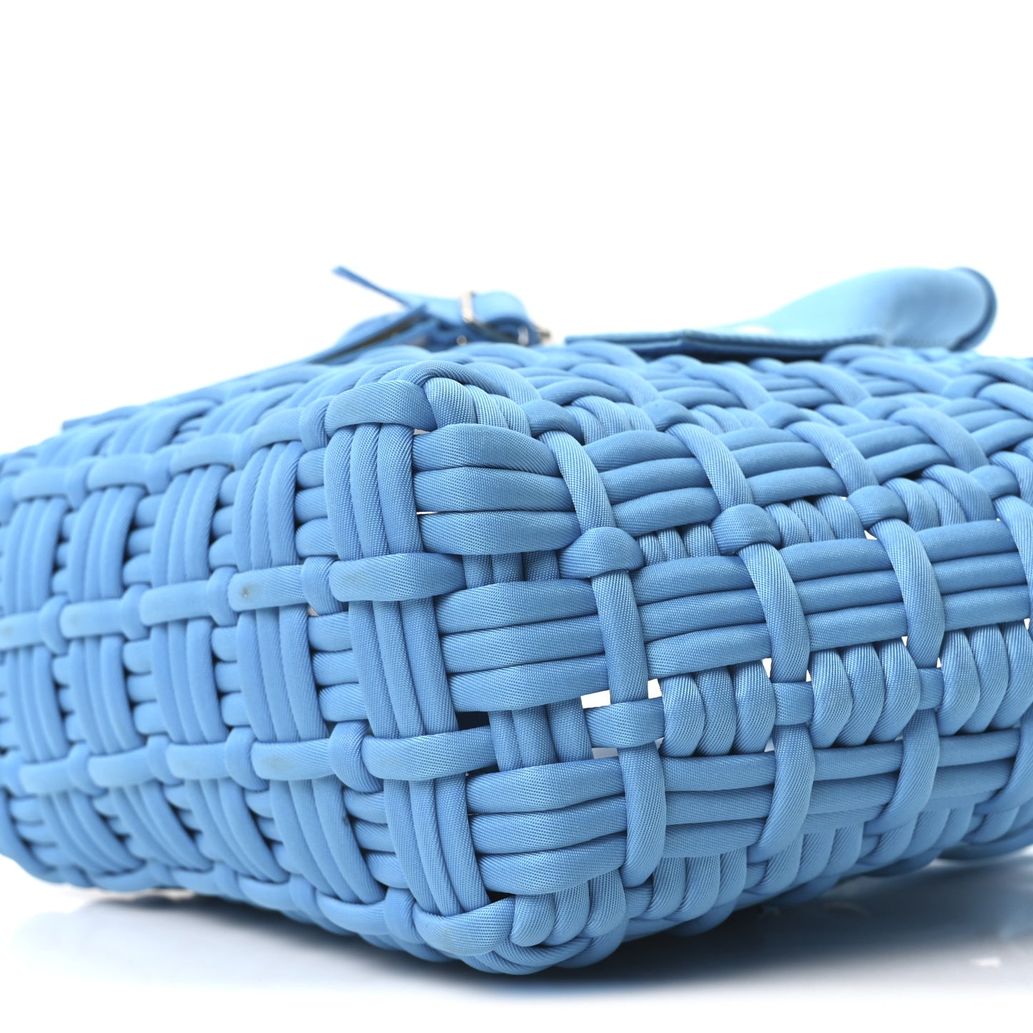 Recycled Nylon Faux Calfskin XXS Bistro Basket Cyan White