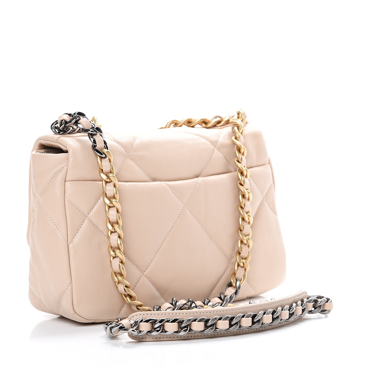 Goatskin Quilted Medium 19 Flap Beige