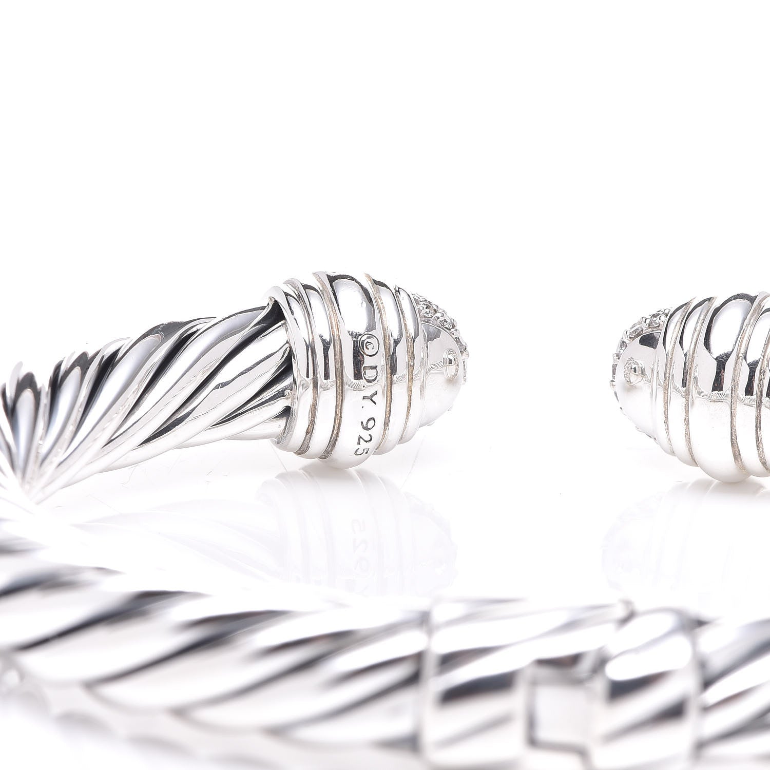 David Yurman Sterling Silver Diamond 8.5mm Cable Classics Bracelet 4 of 4