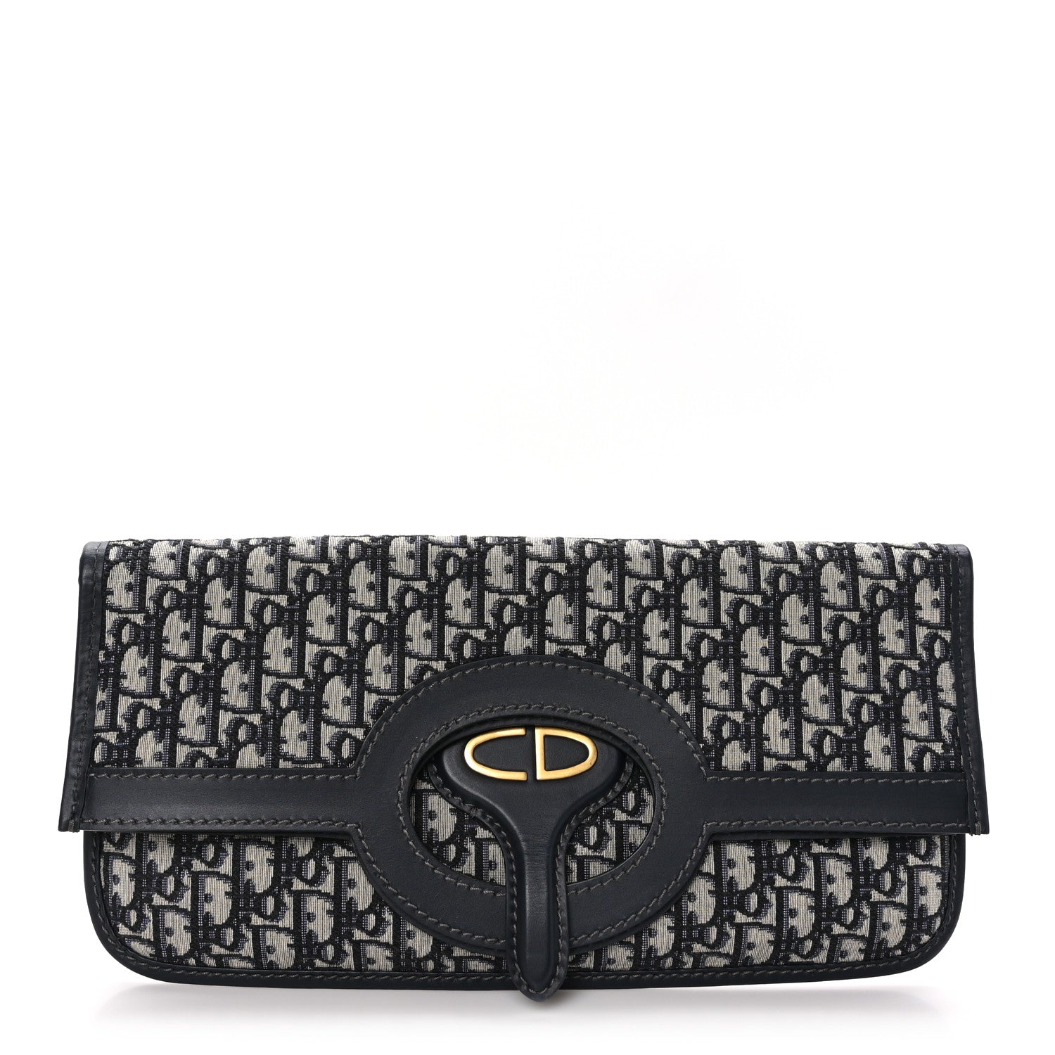 Christian Dior Oblique Fold Over Clutch Blue 1 of 8