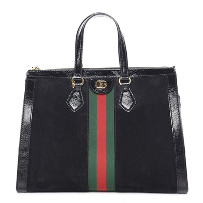 Gucci Suede Patent GG Web Medium Ophidia Tote Bag Black 1 of 12