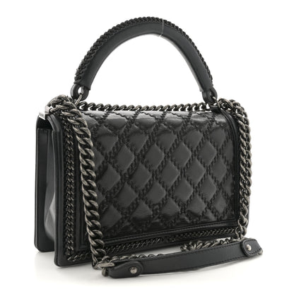 Chanel Calfskin Quilted Medium Top Handle Boy Flap Black 3 of 10