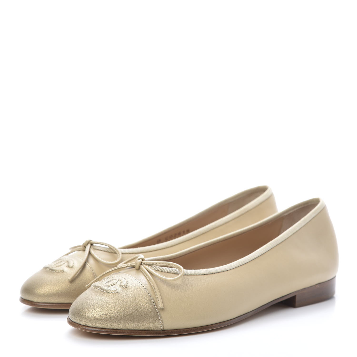Chanel Lambskin Cap Toe CC Ballerina Flats 37 Dark Beige 3 of 8