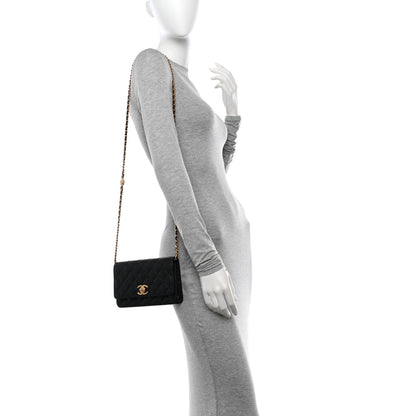 Chanel Caviar Quilted Camellia Wallet On Chain WOC Black 2 of 11